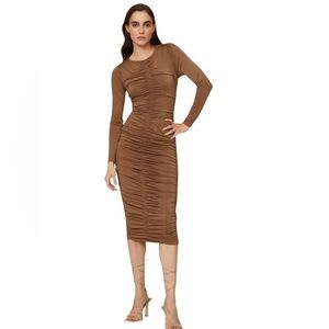 MinkPink- Willow Ruched Jersey Dress Size XL